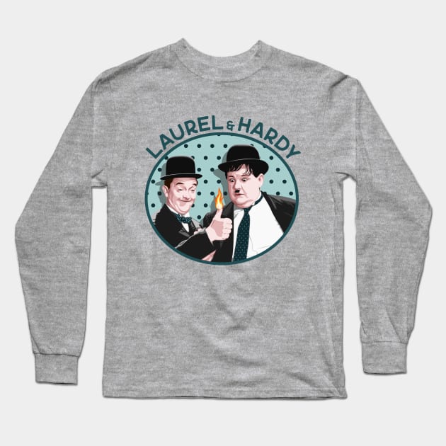 Laurel & Hardy - Give Me a Light (V2) Long Sleeve T-Shirt by PlaidDesign